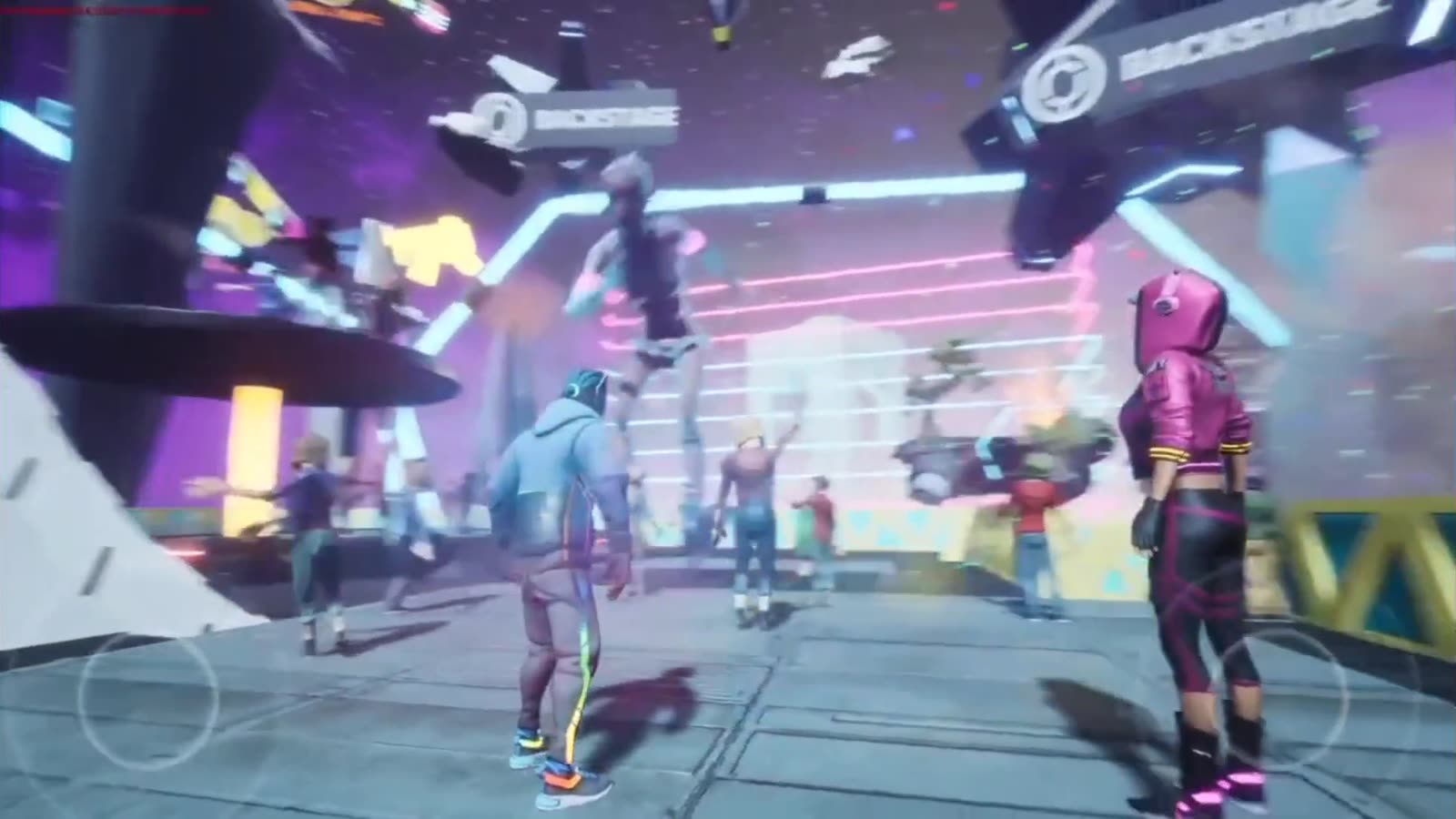 Neon stage scene from the XLANTIS 2023 game world