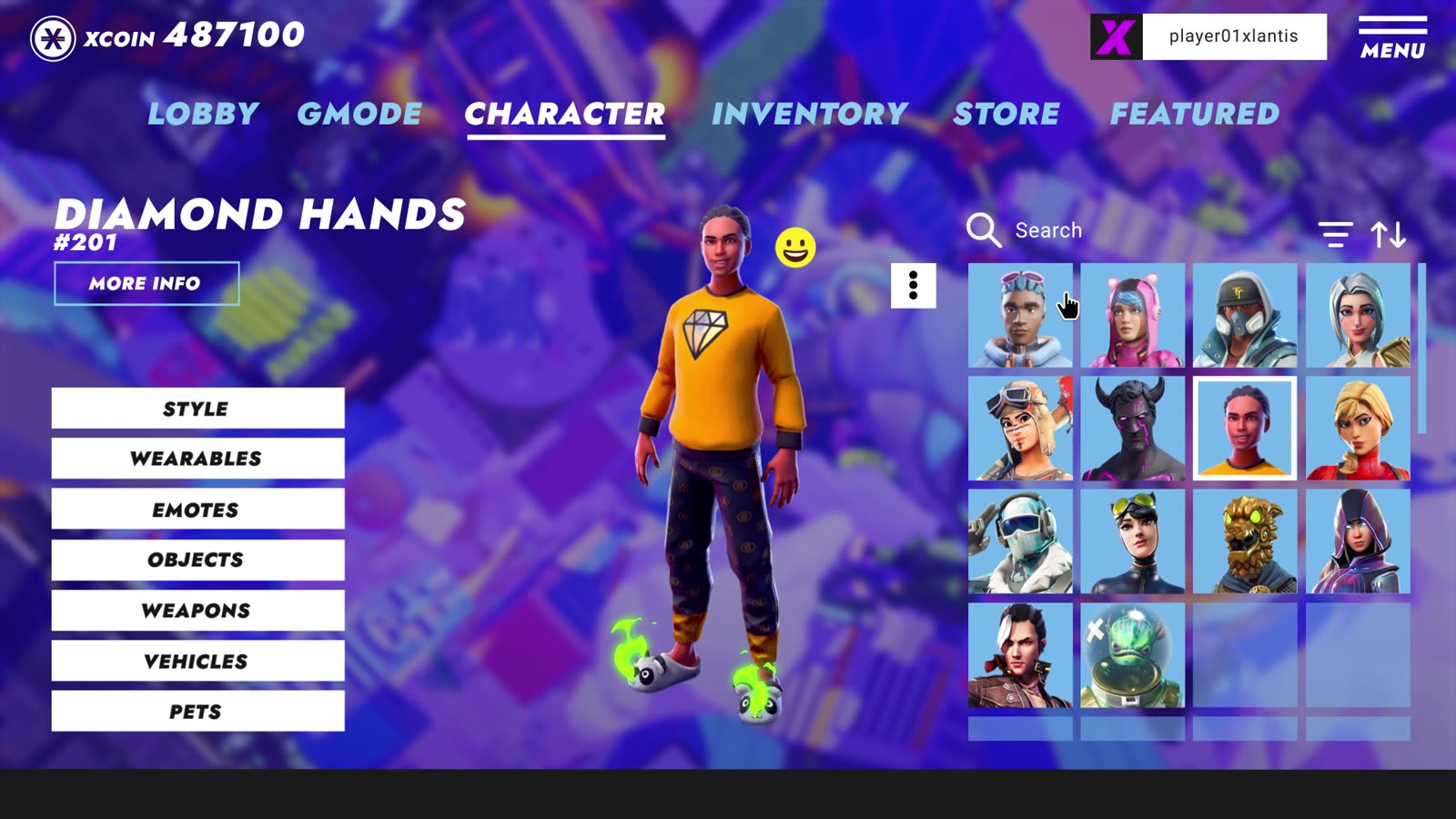 Owner-provided XLANTIS 2023 archive: Character locker